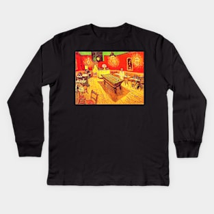 "The Night Café" by Vincent van Gogh (1888) REMASTERED TECHNICOLOUR Kids Long Sleeve T-Shirt